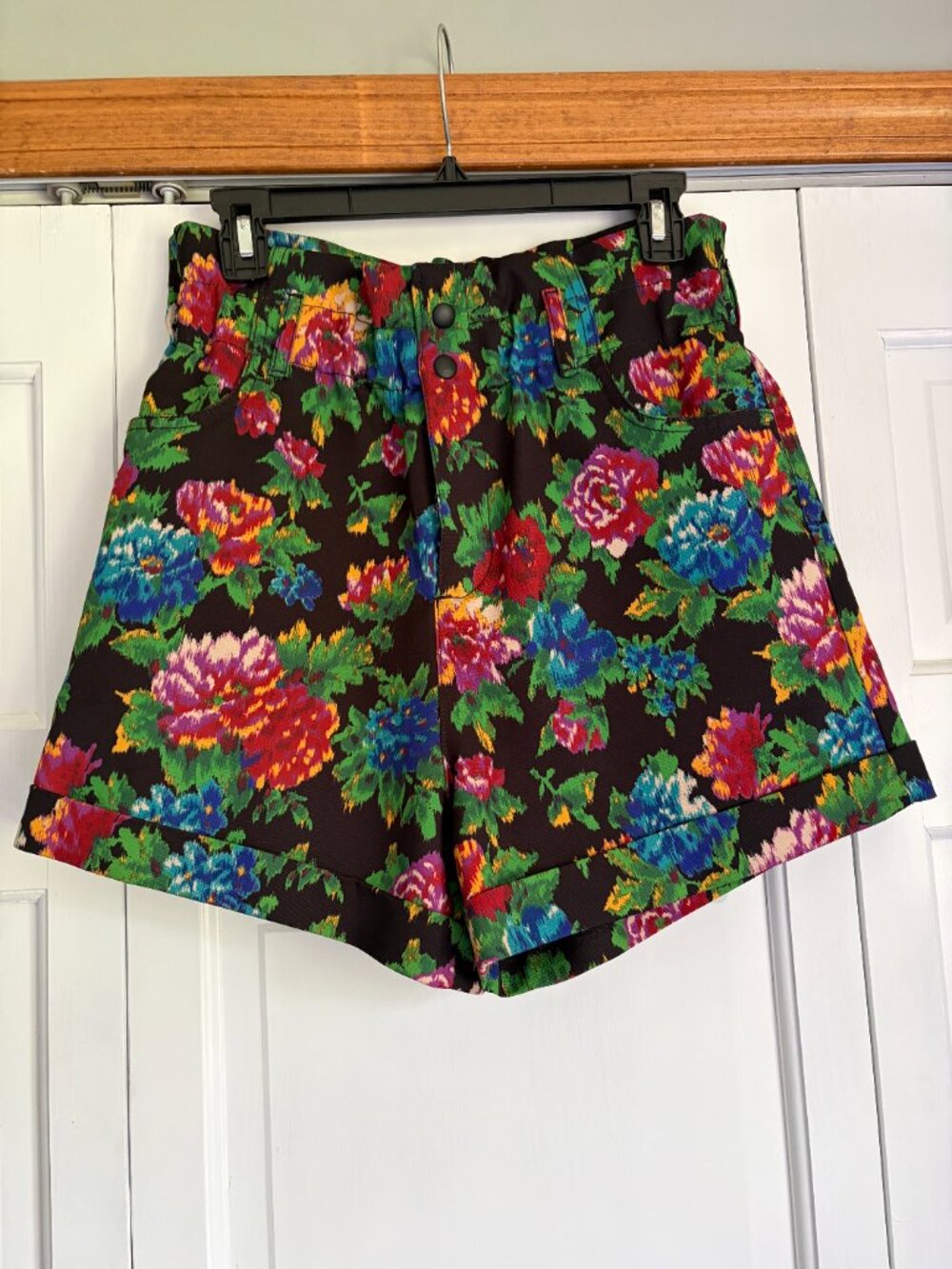 Zara Floral Paper Bag Designer High Waist Women's  Shorts Pockets Size XS